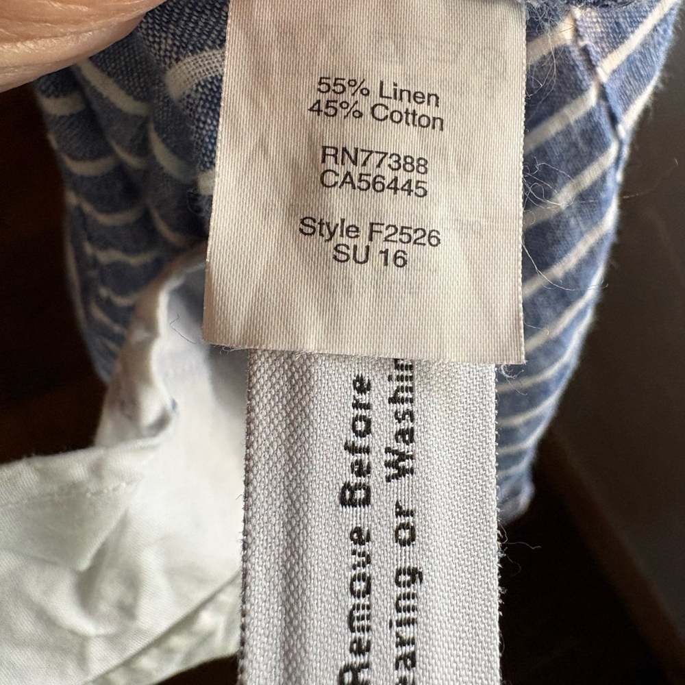 Madewell blue White one shoulder striped mini dress linen cotton blend sz L - Picture 14 of 14